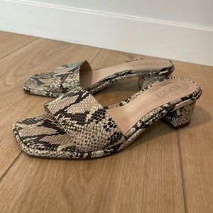 Schultz brand Small Heeled Sandals in Snake Print, Women’s Size 9